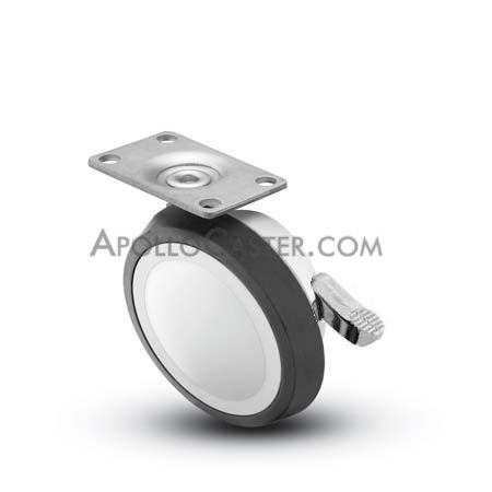 Caster; Ball; Swivel; 3\"; Rubber; Top Plate; 1-3/16\"x2\"; holes: 13/16\"x1-9/16\"; 3/16\" bolt; Chrome; Bright; Acetyl/ Resin Brng; 100#; Whl Brk (Item #69635)
