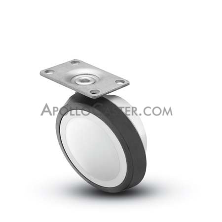 Caster; Ball; Swivel; 3\"; Rubber; Top Plate; 1-1/2\"x1-1/2\"; hole spacing: 1\"x1\"; 3/16\" bolt; Chrome; Reg or Bright; Acetyl/ Resin Brng; 100# (Item #69645)