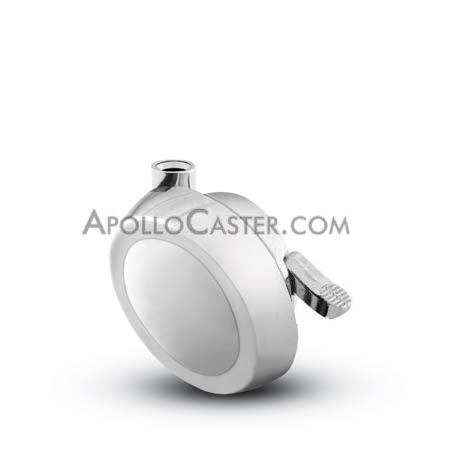Caster; Ball; Swivel; 2-1/2\"; Metal/ Zinc; Stemless; Bright Chrome; Acetyl/ Resin Brng; 100#; Pedal Lock; Wheel (Receives Shepherd 3/8\" x 1-3/4\" long stem) (Item #69188)