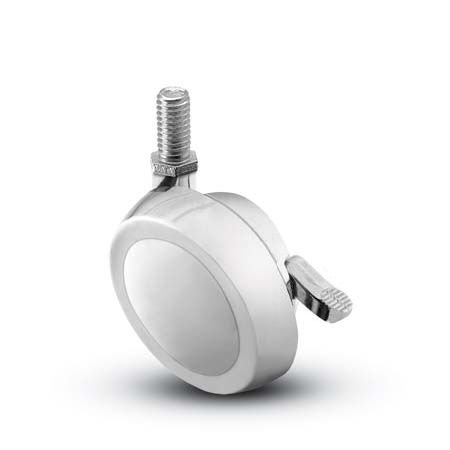Caster; Ball; Swivel; 2-1/2\"; Metal/ Zinc; Threaded Stem; 5/16\"-18TPI x 7/8\"; Bright Chrome; Acetyl/ Resin Brng; 100#; Pedal Lock; Wheel (Item #68316)