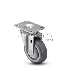 (image for) Caster; Swivel; 4"x1-1/4"; PolyU on PolyO (Gray); Top Plate (2-5/8x3-3/4; holes: 1-3/4x2-3/4 slotted to 3; 5/16 bolt); Prec Ball Brng; 300#; Bearing Cover (Item #67364)