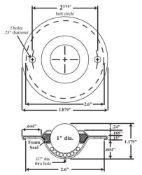 (image for) Ball Transfer; 1"; Stainless Steel ball; Flange; Round (2-7/8" diameter: two holes: 2-3/16" apart); Stainless Housing; 125# (Item #88081)