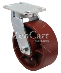 (image for) Caster; Swivel; 8" x 3"; Steel; Plate; 6-1/4" x 7-5/8"; holes: 4-1/2" x 6"; 1/2" bolt; Gold Dichromate; Prec Tapered Brng; 5000#; Kingpinless (Item #68730)