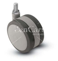 (image for) Caster; Twin; Swivel; 60mm (2-3/8"); Thermoplastized Rubber (Gray); Threaded Stem; 5/16"-18TPI x 1"; Gray; Rivet; 100# (Item #67843)
