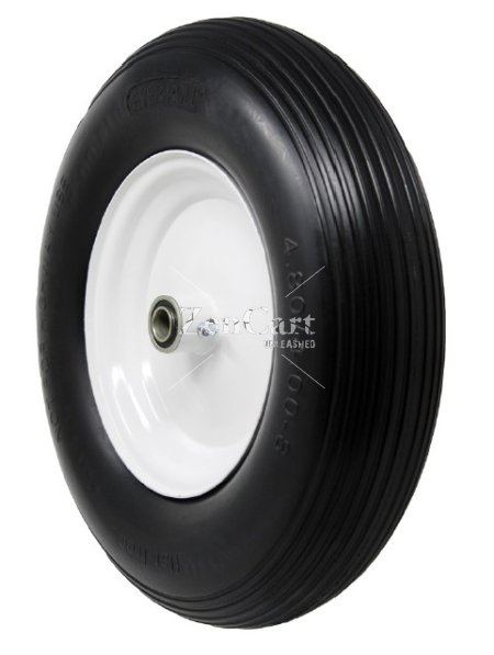 (image for) Wheel; 12" x 3-1/2" (4.10/3.50-6); Flat Free (Black); 4-Ply; Prec Ball Brng; 3/4" Bore; 4" Hub Length; 460#; Centered Bolted Hub; Sawtooth Tread (Item #87868)