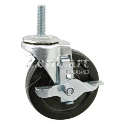 (image for) Caster; Swivel; 3" x 1-1/4"; Phenolic; Threaded Stem (7/16"-14TPI x1-1/2"); Zinc; Plain bore; 300#; Tread Brake (Item #65096)