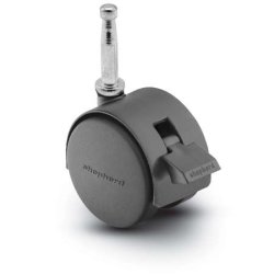 Caster; Twin; Swivel; 2" (50mm); Nylon; Grip Neck; 5/16"x1-1/2"; Black; Steel Axle; 75#; Pedal Lock; Wheel; Hood (Item #68371)