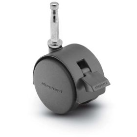 (image for) Caster; Twin; Swivel; 2" (50mm); Nylon; Grip Neck; 5/16" x 1-1/2"; Black; Zinc Body; 75#; Pedal Lock; Wheel; Hood (Item #68092)