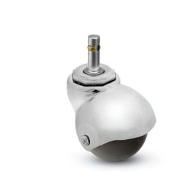(image for) Caster; Spherical; Swivel; 2"; Polyolefin; Grip Ring; 7/16"x7/8"; Bright Chrome; Plain bore; 80# (Item #69103)