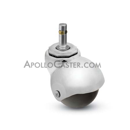 Caster; Spherical; Swivel; 2\"; Polyolefin; Grip Ring; 7/16\"x7/8\"; Bright Chrome; Plain bore; 80# (Item #69103)