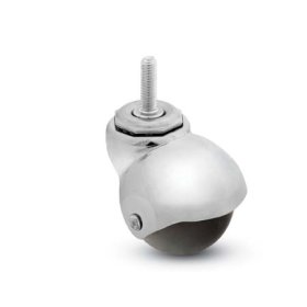 (image for) Caster; Spher; Swivel; 2"; Polyolefin; Threaded Stem; 5/16"-18TPI x 3/4"; Bright Chrome; Plain bore; 80# (Item #69084)