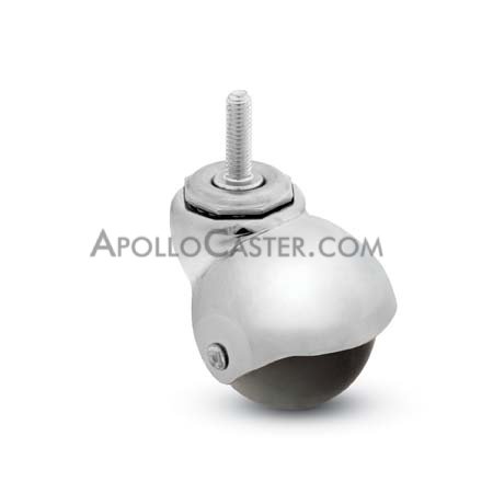 (image for) Caster; Spherical; Swivel; 2"; Polyolefin; Threaded Stem; 5/16"-18TPI x 1"; Bright Chrome; Plain bore; 80# (Item #69105) - Click Image to Close