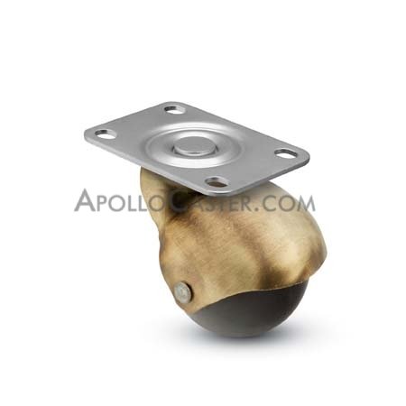 Caster; Spherical; Swivel; 2\"; Polyolefin; Top Plate; 1-3/16\"x2\"; holes: 13/16x1-9/16; 3/16 bolt; Antique; 80# (Item #69095)