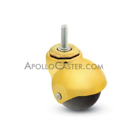 Caster; Spher; Swivel; 2\"; Polyolefin; Threaded Stem; 5/16\"-18TPI x 3/4\"; Bright Brass; Plain bore; 80# (Item #69079)