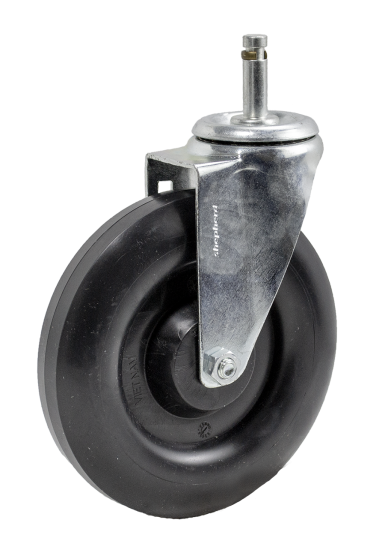 Caster; Swivel; 6\" x 1-1/4\"; Crowned Polyolefin; Grip Ring (7/16\" x 1-7/16\" w/ brass band); Zinc; Steel Spanner; 300# (Item #64636)