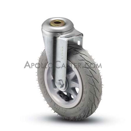 Caster; Swivel; 6\" x 1-1/4\"; Flat Free (Grey); Hollow Kingpin (1/2\" bolt hole); Zinc; Ball Brng; 150# (Item #66178)