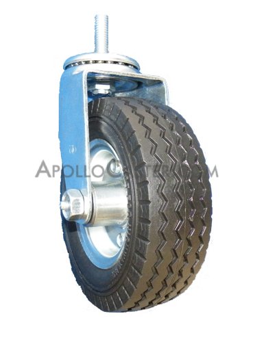 Caster; Swivel; 6\" x 2\"; Flat Free (Black); Threaded Stem (1/2-13TPI x 1-1/2); Zinc; Ball Brng; 150#; Bolted Hub (See premium model #65422). Temp sensitive. (Item #66301)