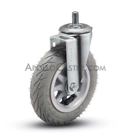 Caster; Swivel; 6 x 1-1/4; Flat Free (Gray); Threaded Stem; 1/2-13TPI x 1-1/2; Zinc; Ball Brng; 150# (Item #67758)