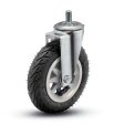 Caster; Swivel; 6" x 1-1/4"; Flat Free (Black); Threaded Stem (1/2"-13TPI x 1"); Zinc; Ball Brng; 150# (Item #65284)