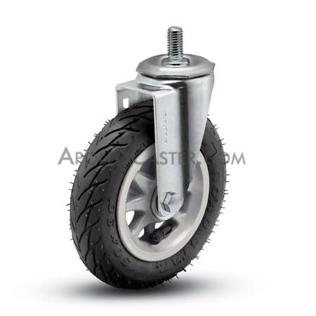 Caster; Swivel; 6\" x 1-1/4\"; Flat Free (Black); Threaded Stem; 1/2\"-13TPI x 1-1/2\"; Zinc; Ball Brng; 150# (Item #67759)