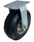 Caster; Rigid; 8" x 2-1/2"; Foam-Filled Flat Free Tire (Black); Plate (4"x4-1/2"; holes: 2-5/8"x3-5/8" slots to 3"x3"; 3/8" bolt); Zinc; Prec Ball Brngs; 275#; (Item #63056)