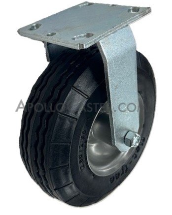 Caster; Rigid; 8\" x 2-1/2\"; Foam Filled Flat Free; Plate (4\"x4-1/2\"; holes: 2-5/8\"x3-5/8\" slotted to 3x3); Prec BB; 275#; Premium Steel Hub (Item #66534)