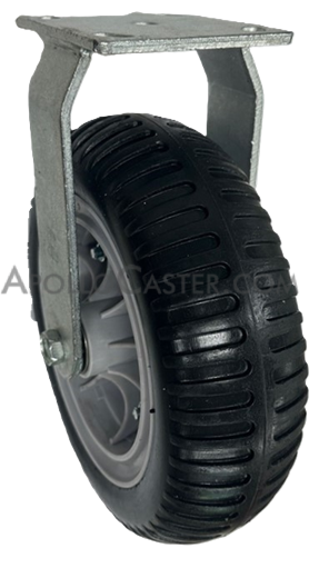 Caster; Rigid; 10\" x 3\"; Polyurethane Neverflat; Plastic Hub; Plate; 4\"x4-1/2\"; holes: 2-5/8\"x3-5/8\" (slotted to 3\"x3\"); 3/8\" bolt; Zinc; Ball Brng; 250# (Item #64227)