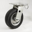 Caster; Swivel; 6" x 2"; Flat Free (Black); HD Welded Hub; Plate (4"x4-1/2"; holes); Ball Brng; 250#; Sawtooth Tread; Position lock (Item #65420)