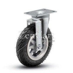 (image for) Caster; Swivel; 6"x1-1/4"; Flat Free (Black); Plate (2-5/8"x3-3/4"; holes: 1-3/4"x2-3/4" slotted to 3"; 5/16" bolt); Zinc; Ball Brng; 150# (Item #67096)