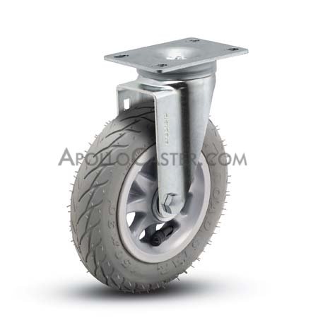 Caster; Swivel; 6\"x1-1/4\"; Flat Free (Grey); Top Plate (2-5/8\"x3-3/4\"; holes: 1-3/4\"x2-3/4\" slotted to 3\"; 5/16\" bolt); Zinc; Ball Brng; 150#; Dustcap (Item #67100)