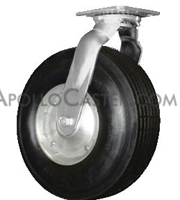 Caster; Swivel; 8\" x 2-1/2\"; Foam-Filled Flat Free Tire (Black); Plate (4\"x4-1/2\"; holes: 2-5/8\"x3-5/8\" slots to 3\"x3\"; 3/8\" bolt); Zinc; Prec Ball Brngs; 275#; (Item #63057)