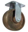 Caster; Rigid; 4"x2"; Glass/ Nylon Hi-Temp (BR); Plate (4x4-1/2; holes: 2-5/8x3-5/8 slotted to 3x3; 3/8 bolt); Zinc; Plain bore; 800#; Hi temp (425 deg) (Item #66302)