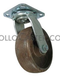 Caster; Swivel; 4\" x 1-1/2\"; Glass/ Nylon Hi-Temp (BR); Plate (4\"x4-1/2\"; holes: 2-5/8\"x3-5/8\" slots to 3\"x3\"; 3/8\" bolt); Zinc; Roller Brng; 700#; 490 deg cont (Item #63735)