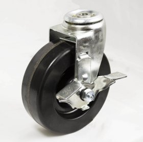 (image for) Caster; Swivel; 6" x 2"; Phenolic; Hollow Kingpin (1/2" bolt hole); Zinc; Roller Brng; 400#; Brake (Item #64201)