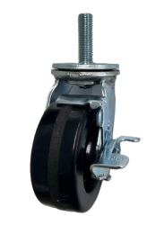 Caster; Swivel; 5" x 2"; Phenolic; Threaded Stem (3/4"-10TPI x 2-1/4"); Zinc; Roller Brng; 1000#; Wheel Brake (Item #62726)