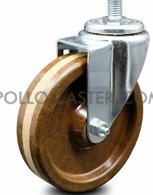 Caster; Swivel; 5\" x 1-1/4\"; Phenolic High Temp (DRY); Threaded Stem (1/2\"-13TPI x 2-3/4\"); Zinc; 300#; Dust Cover (Mtl); 475° Cont / 525° Intermittent. (Item #63526)