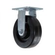 Caster; Rigid; 4" x 1-1/2"; Phenolic; Plate (2-1/2"x3-5/8"; holes: 1-3/4"x2-7/8" slotted to 3"; 5/16" bolt); Zinc; Steel Spanner; 400# (Item #63477)