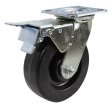 Caster; Swivel; 6" x 2"; Phenolic; Plate; 4"x4-1/2"; holes: 2-5/8"x3-5/8" (slots to 3"x3"); 3/8" bolt; Zinc; Roller Brng; 1200#; Total Lock (Trailing) (Item #65098)