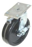 Caster; Swivel; 10x3; Phenolic; Plate; 5-1/4x7-1/4; holes: 3-3/8x5-1/4 (slotted to 4-1/8x6-1/8); 1/2 bolt; Roller Brng; 2900#; Pos Lock; Top Lock Brk (Item #68690)