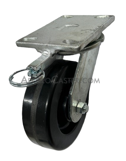 Caster; Swivel; 6\" x 2\"; Phenolic; Plate (4-1/2\"x6-1/4\"; holes: 2-7/16\"x4-15/16\" slots to 3-3/8\"x5-1/4\"; 1/2\" bolt); Roller Brng; 1200#; Pos Lock (Item #66088)