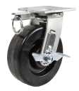 Caster; Swivel; 5" x 2"; Phenolic; Plate; 4"x4-1/2"; holes: 2-5/8"x3-5/8" (slots to 3"x3"); 3/8" bolt; Zinc; Roller Brng; 900#; Position Lock; Top Lock brake (Item #69393)