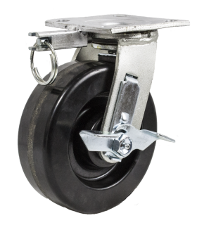 (image for) Caster; Swivel; 4" x 2"; Phenolic; Plate (4"x4-1/2"; holes: 2-5/8"x3-5/8" slotted to 3"x3"; 3/8" bolt); Zinc; Roller Brng; 800#; Position Lock; Top lock brake (Item #69234)