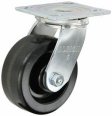 Caster; Swivel; 6" x 3"; Phenolic; Plate (5-1/4"x7-1/4"; holes: 3-3/8"x5-1/4" slots to 4-1/8"x6-1/8"; 1/2" bolt); Zinc; Roller Brng; 2000# (Item #63403)