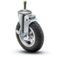 Caster; Swivel; 6" x 1-1/4"; Flat Free (No Air!); Black; Grip Ring (7/16"x1-7/16"); Zinc; Ball Brng; 150#; Tread Brake (Item #69279)