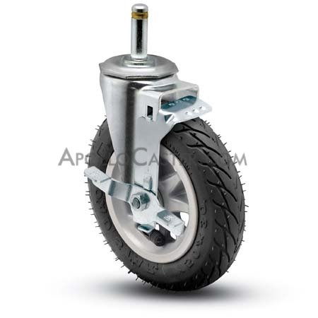 Caster; Swivel; 6\" x 1-1/4\"; Flat Free (No Air!); Black; Grip Ring (7/16\"x1-7/16\"); Zinc; Ball Brng; 150#; Tread Brake (Item #69279)