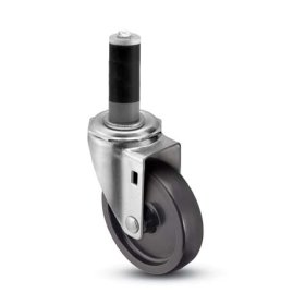 (image for) Caster; Swivel; 3" x 1-1/4"; Polyolefin; Expandable Adapter (1-1/8"-1-3/16" ID tubing); Zinc; Plain bore; 300#; Dust Cover (Mtl) (Item #65546)