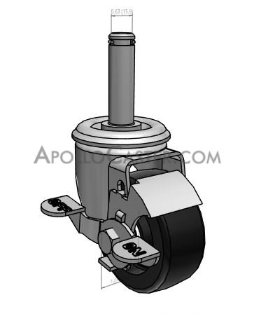 Caster; Swivel; 3\" x 1-1/4\"; Polyolefin; Grip Ring (5/8\"x2-3/16\"); Zinc; Plain bore; 200#; Tread Brake (Item #64152)