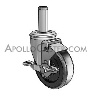 Caster; Swivel; 3\" x 1-1/4\"; Polyolefin; Brass Grip Ring (7/16\" x 1-3/8\"); Zinc; Plain bore; 275#; Tread brake (Item #63238)