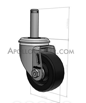 Caster; Swivel; 4\" x 1-1/4\"; Polyolefin; Grip Ring (0.845\" x 2-3/16\"); Zinc; Plain bore; 300#; Dust Cover (Item #63682)