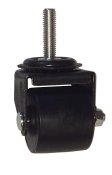 Caster; Swivel; 2" x 1-13/16"; Polyolefin; Threaded Stem (3/8"-16TPI x 1-1/2"); Black Rig; Plain bore; 300# (Item #65734)